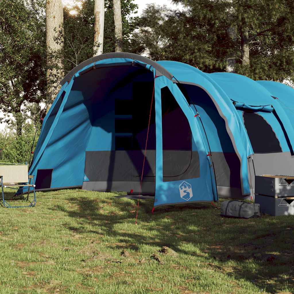 Family tent tunnel for 8 people blue waterproof