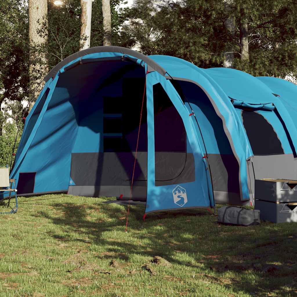 Family tent tunnel for 8 people blue waterproof