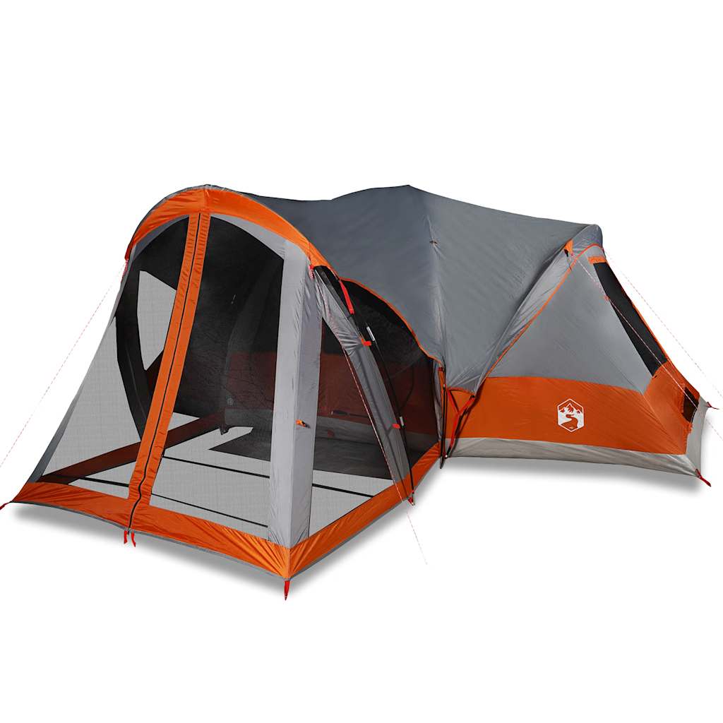 Family tent teepee for 8 people grey and orange waterproof