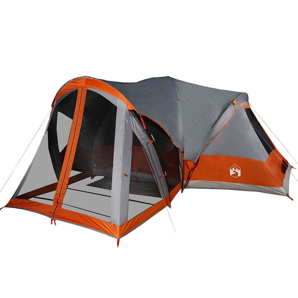 Family tent teepee for 8 people grey and orange waterproof