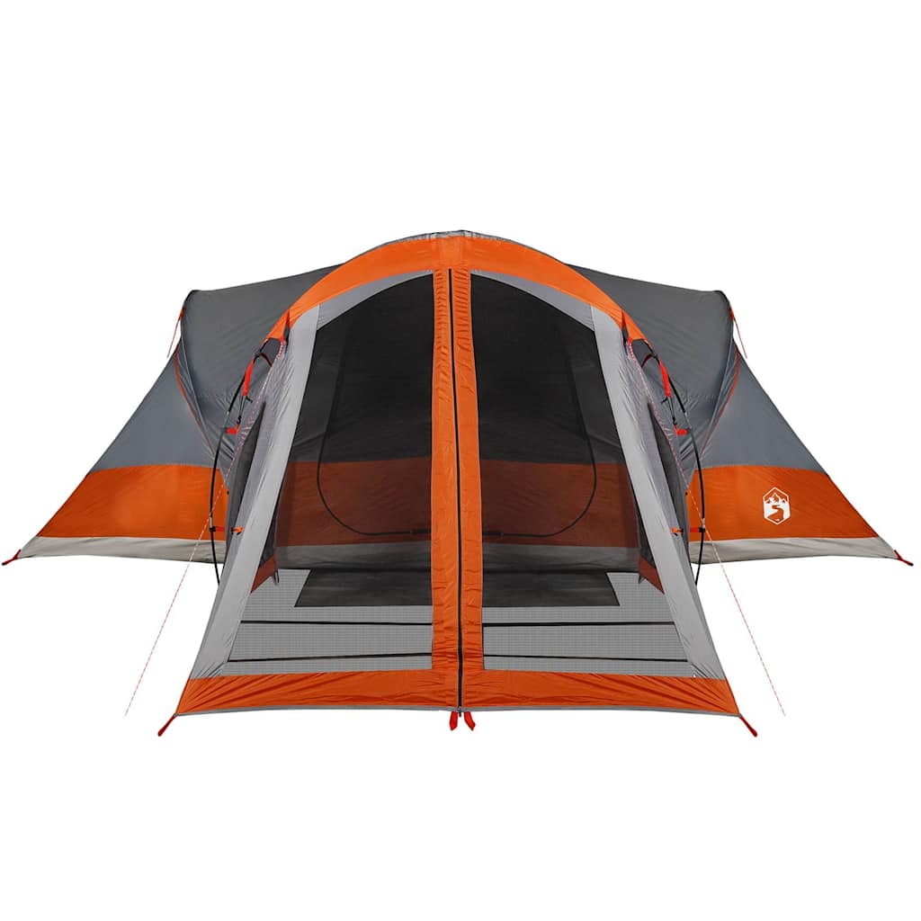 Family tent teepee for 8 people grey and orange waterproof