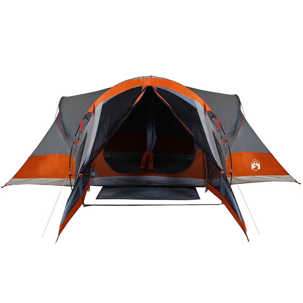 Family tent teepee for 8 people grey and orange waterproof