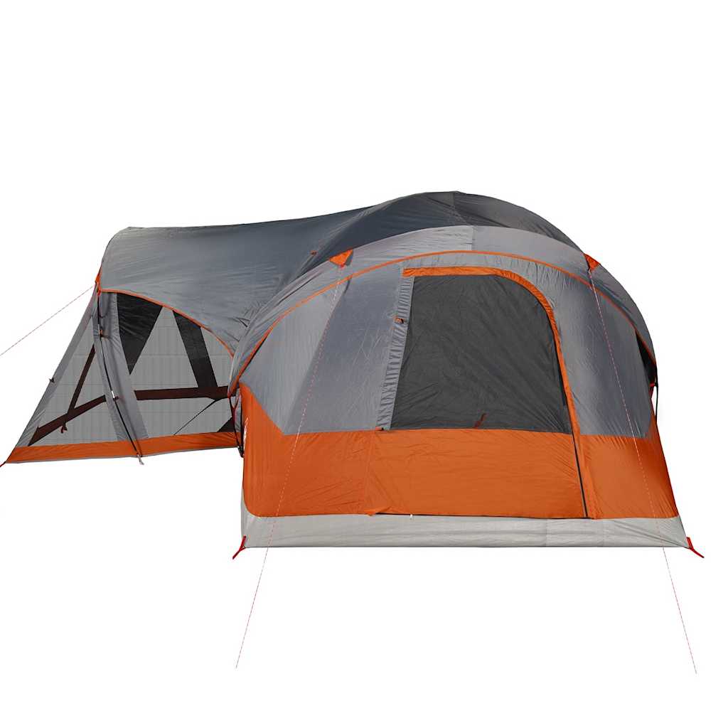 Family tent teepee for 8 people grey and orange waterproof