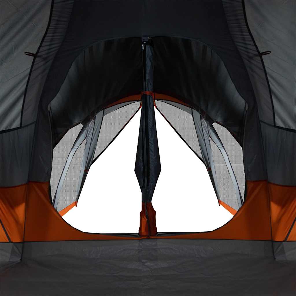 Family tent teepee for 8 people grey and orange waterproof