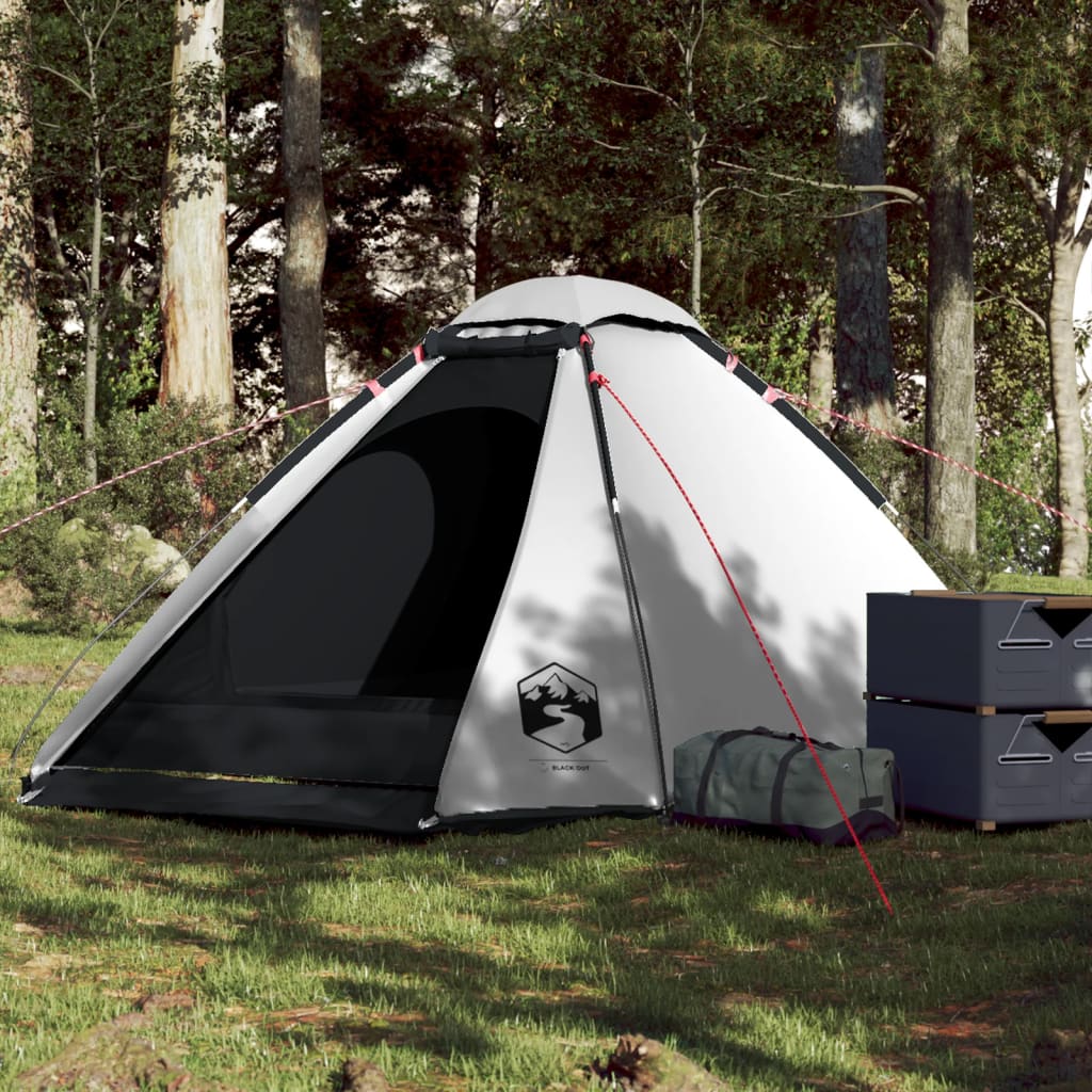 Dome tent for 4 people, white blackout fabric, waterproof