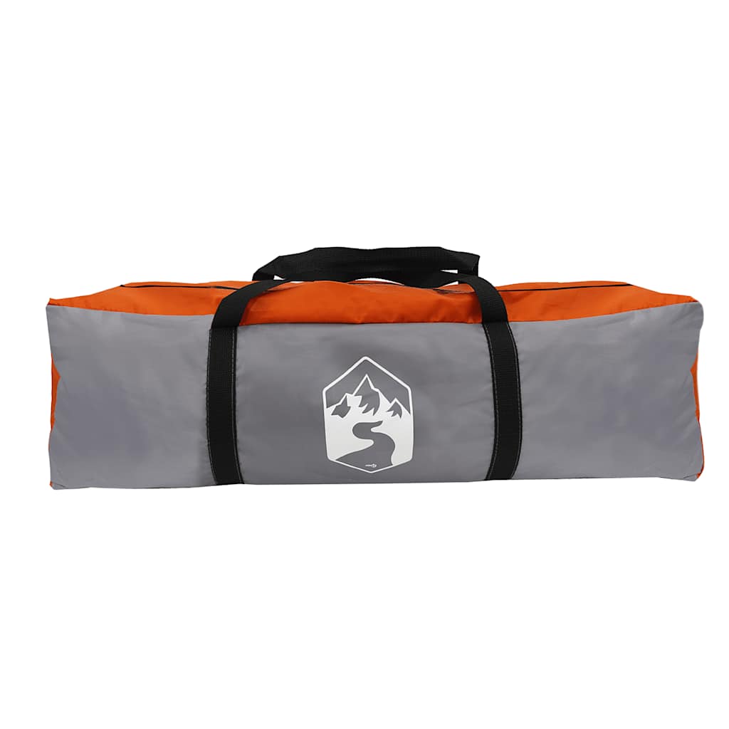 Family tent tunnel for 8 people grey and orange waterproof