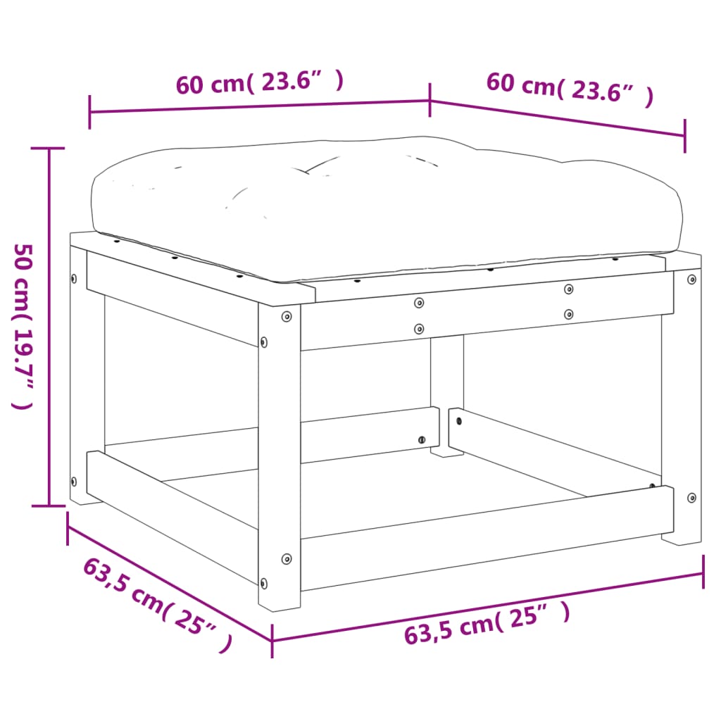 Outdoor-Sofa mit weißen Kissen aus massivem Kiefernholz