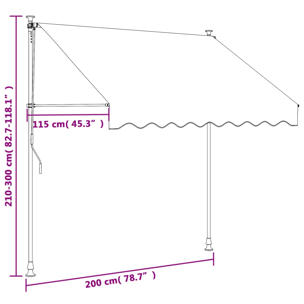 Sisäänkelattava markiisi antrasiitti 200x150 cm kangas ja teräs