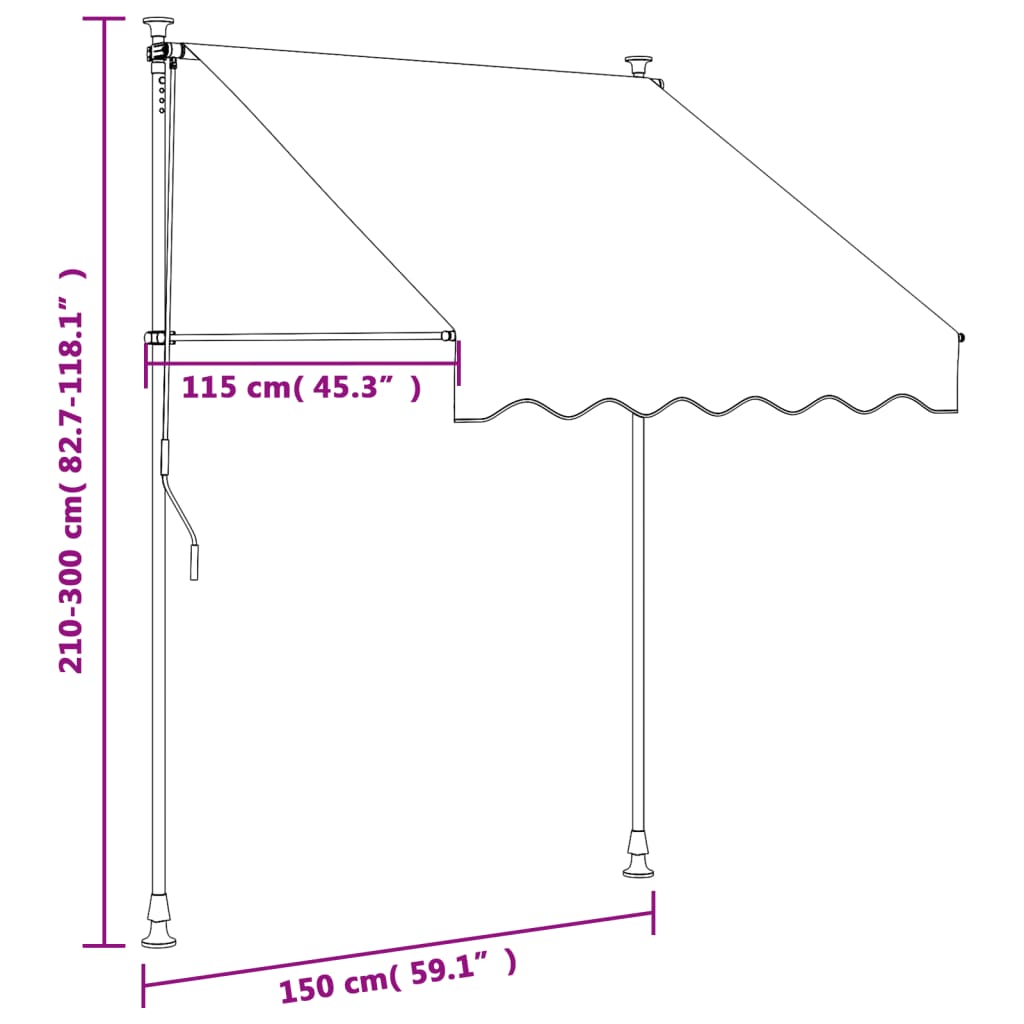 Retractable awning cream 150x150 cm fabric and steel