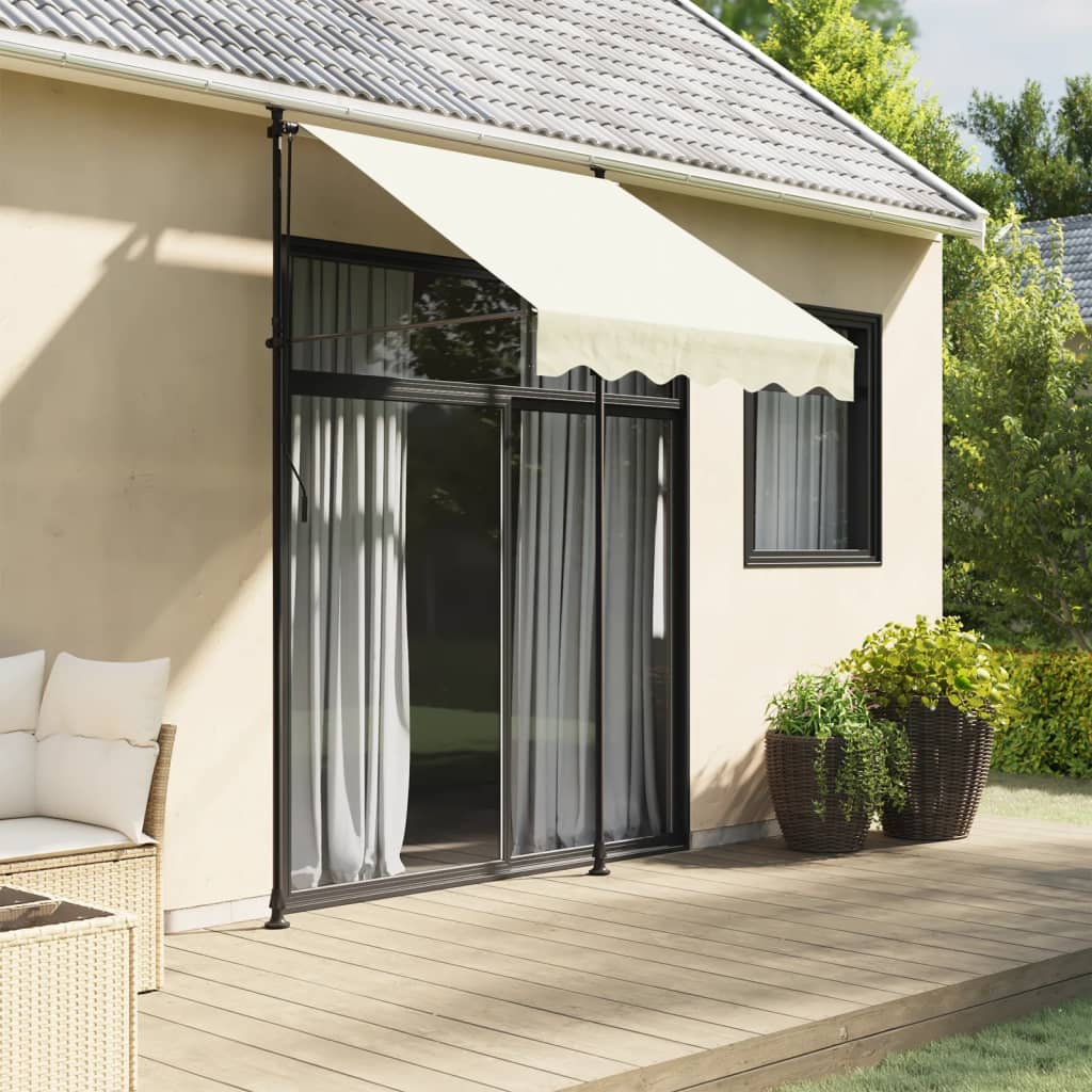 Retractable awning cream 150x150 cm fabric and steel