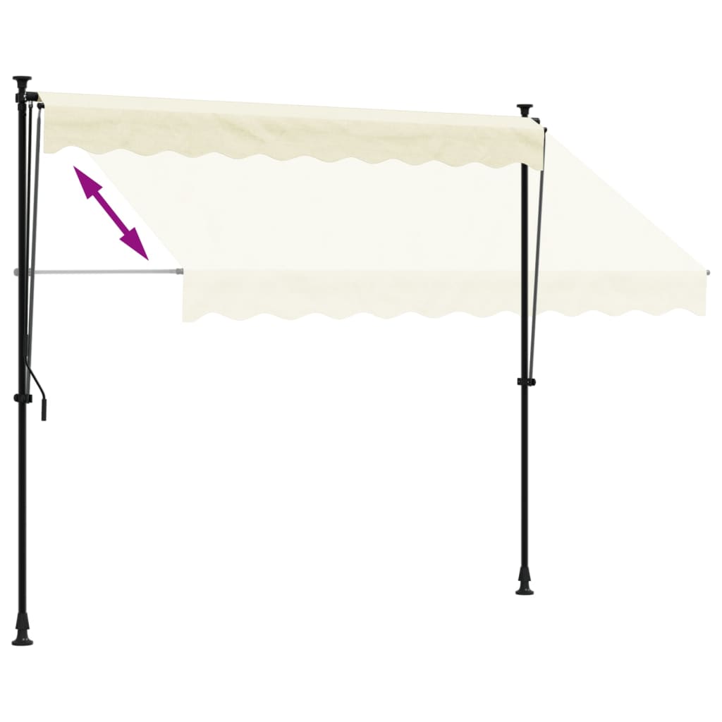 Retractable awning cream 250x150 cm fabric and steel