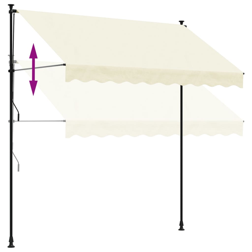 Retractable awning cream 250x150 cm fabric and steel