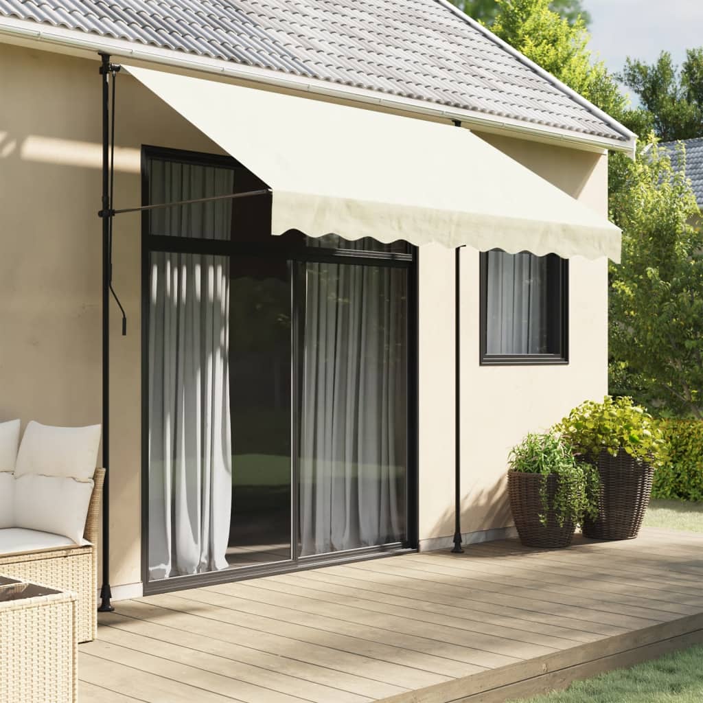 Retractable awning cream 250x150 cm fabric and steel