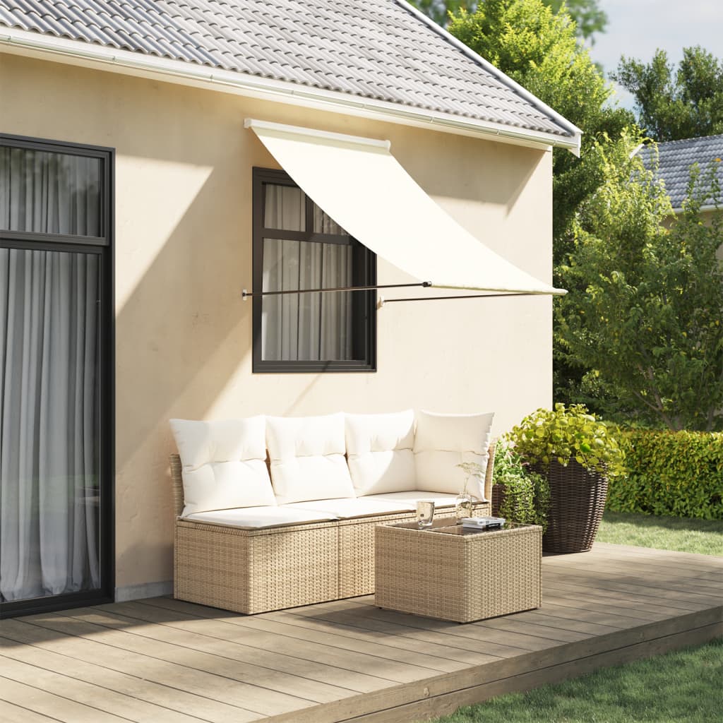 Retractable awning cream 150x150 cm fabric and steel