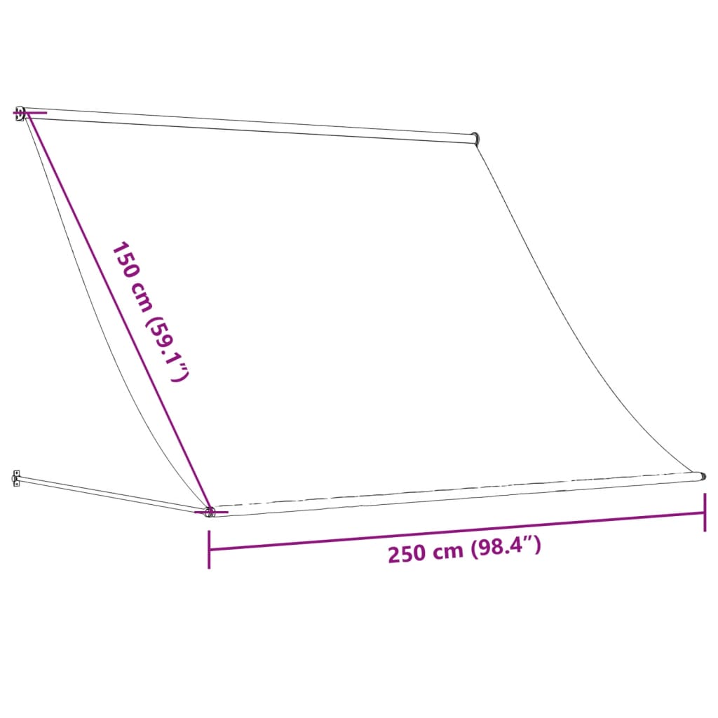 Sisäänkelattava markiisi kerma 250x150 cm kangas ja teräs