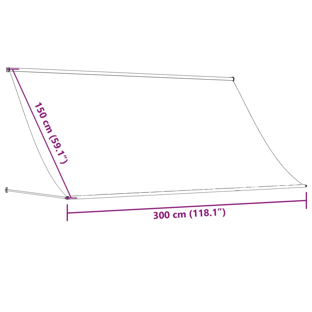 Retractable awning cream 300x150 cm fabric and steel