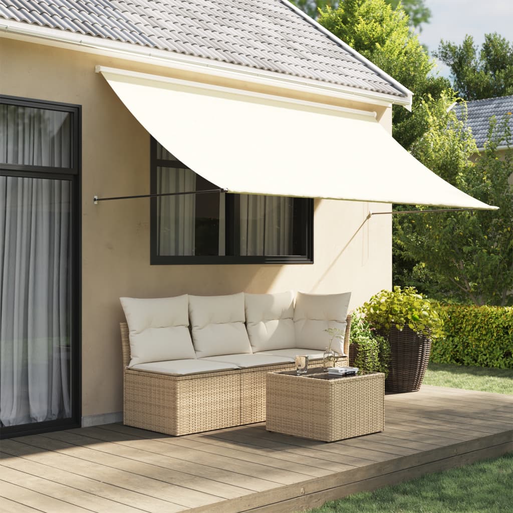 Retractable awning cream 300x150 cm fabric and steel