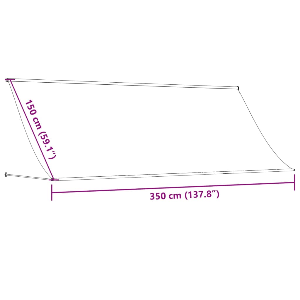 Retractable awning cream 350x150 cm fabric and steel