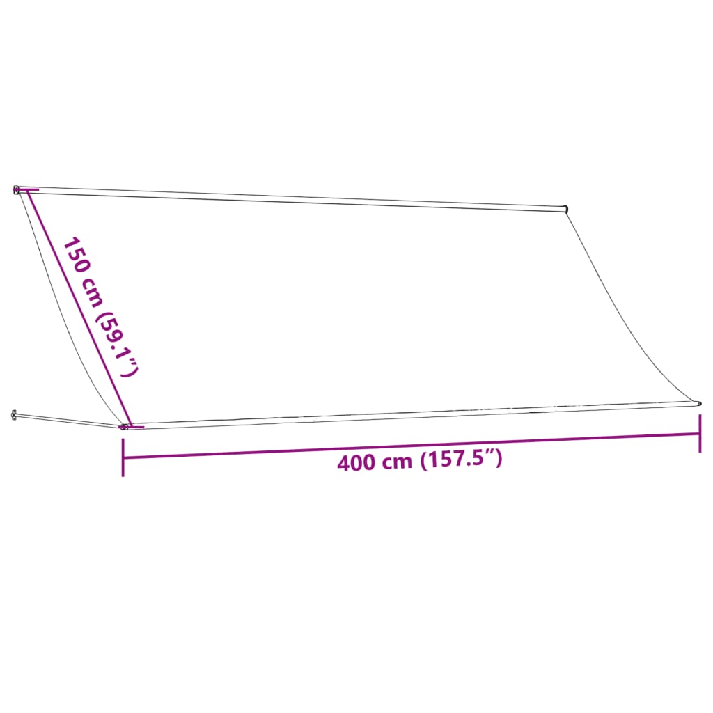 Retractable awning cream 400x150 cm fabric and steel