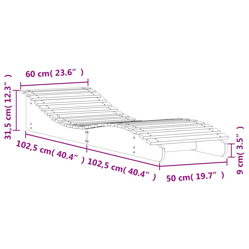 Aurinkotuolit 2 kpl 205x60x31,5 cm täysi mänty