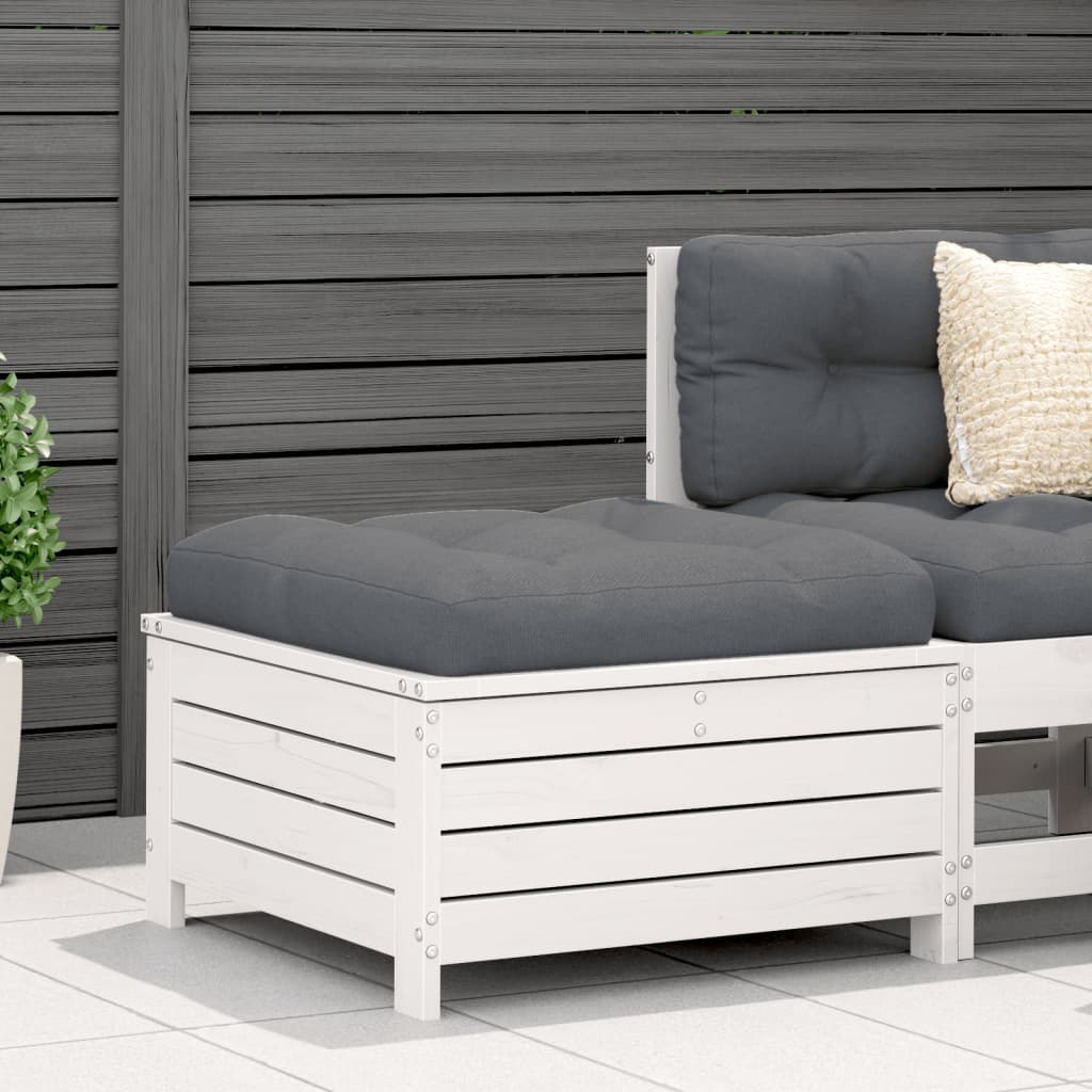 Outdoor stool with cushion, white solid pine