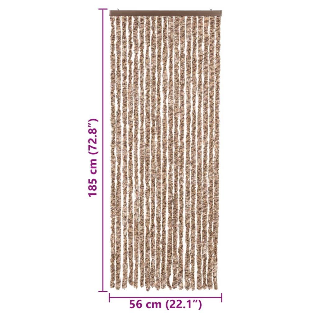 Hyönteisverho beige ja tummanruskea 56x185 cm chenille