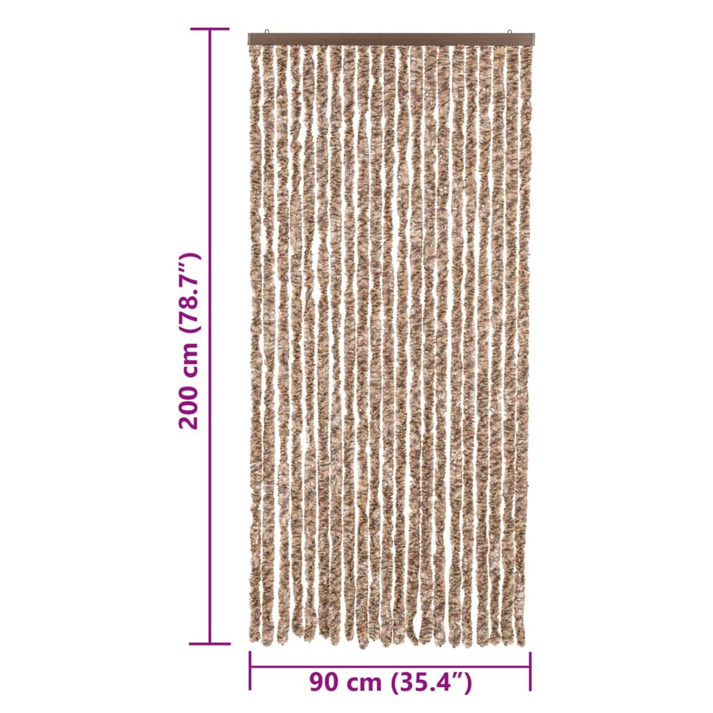 Hyönteisverho beige ja tummanruskea 90x200 cm chenille