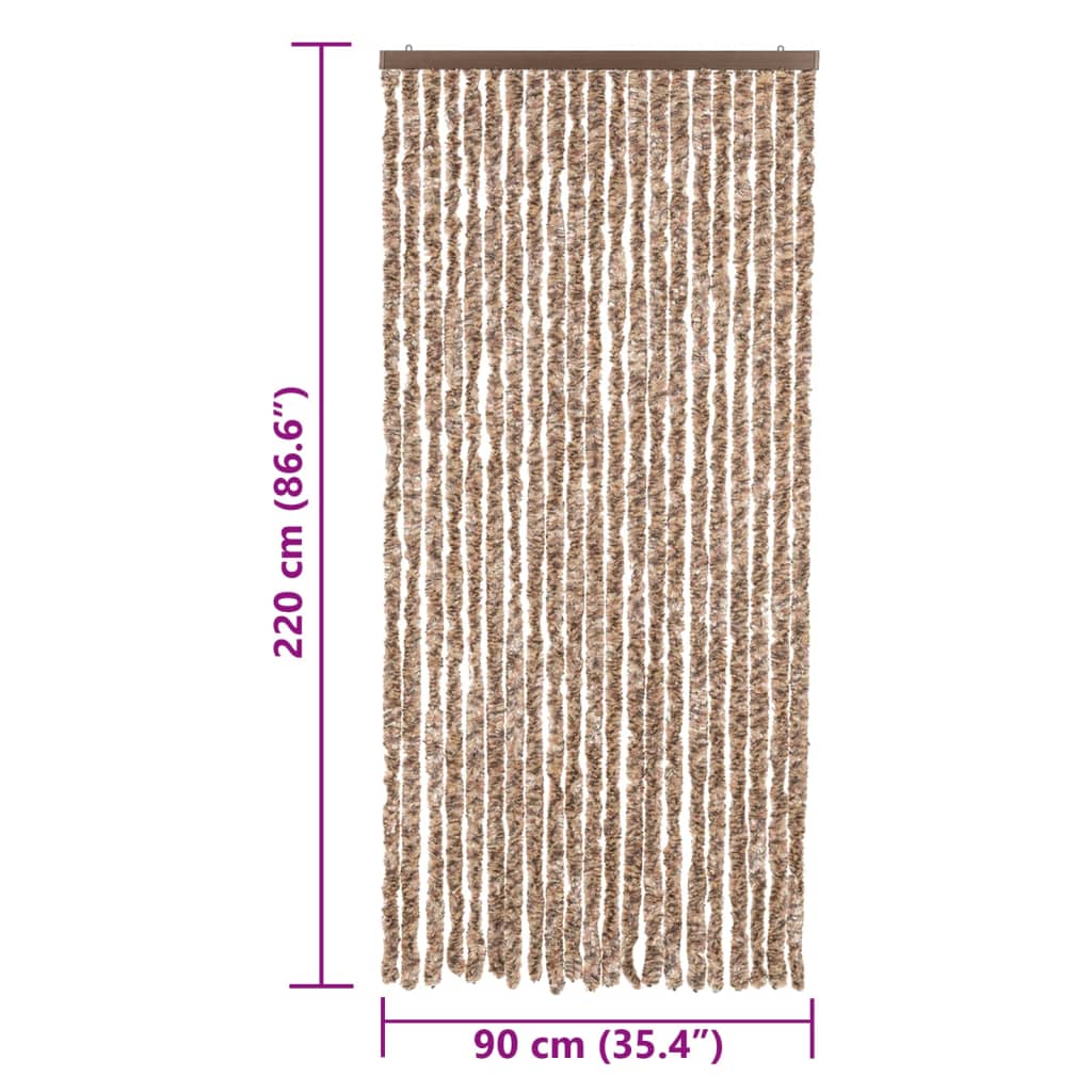 Hyönteisverho beige ja tummanruskea 90x220 cm chenille