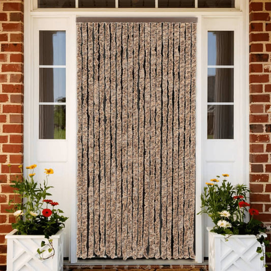 Hyönteisverho beige ja tummanruskea 90x220 cm chenille