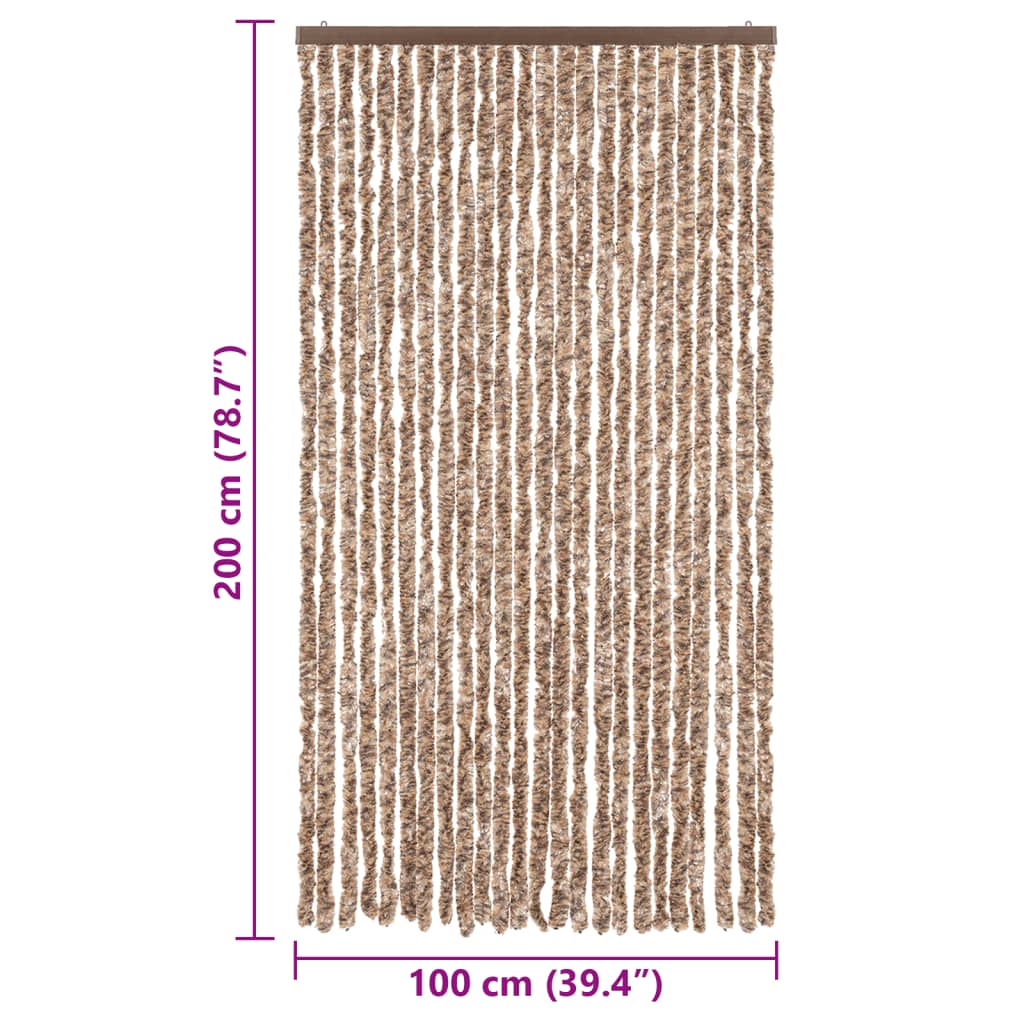 Hyönteisverho beige ja tummanruskea 100x200 cm chenille