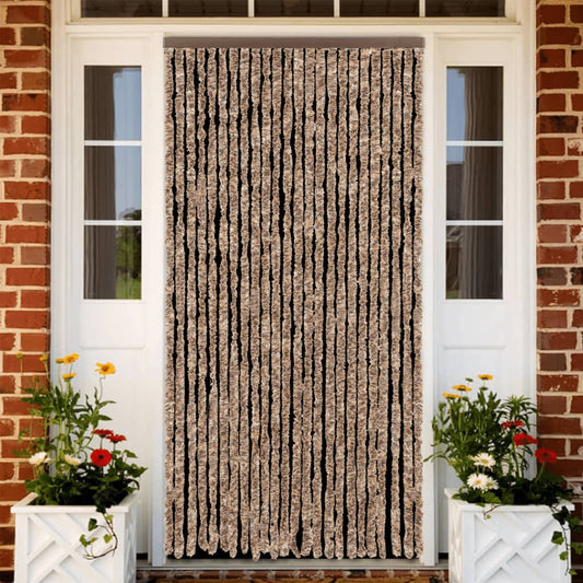 Hyönteisverho beige ja tummanruskea 100x220 cm chenille