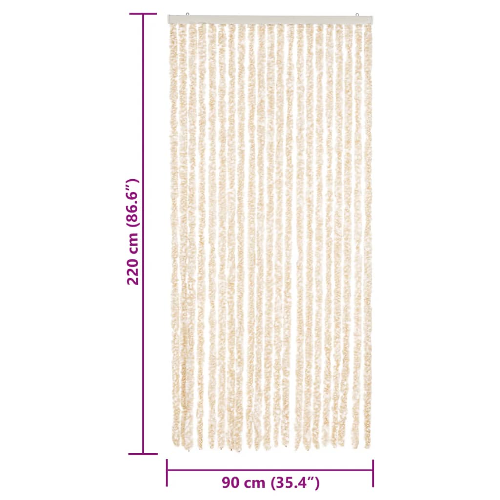 Hyönteisverho beige ja valkoinen 90x220 cm Chenille