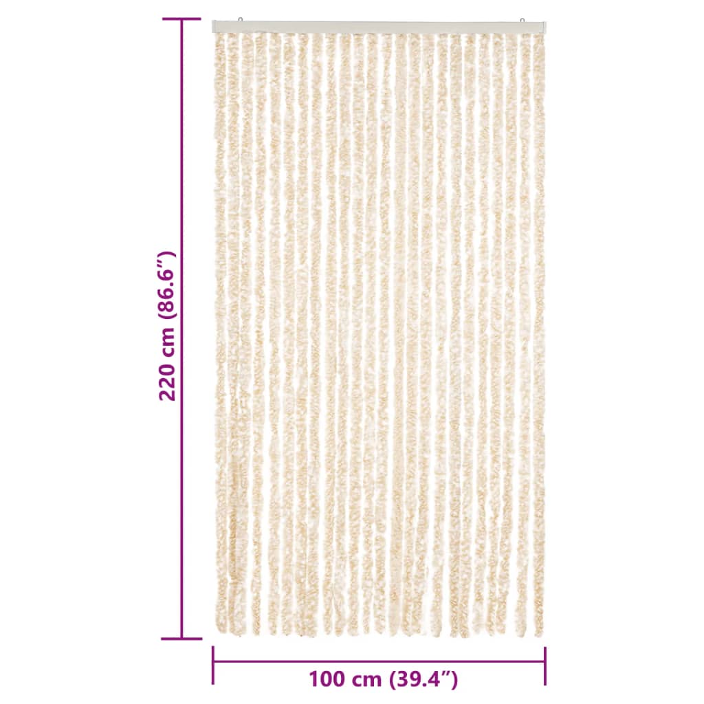 Hyönteisverho beige ja valkoinen 100x220 cm Chenille