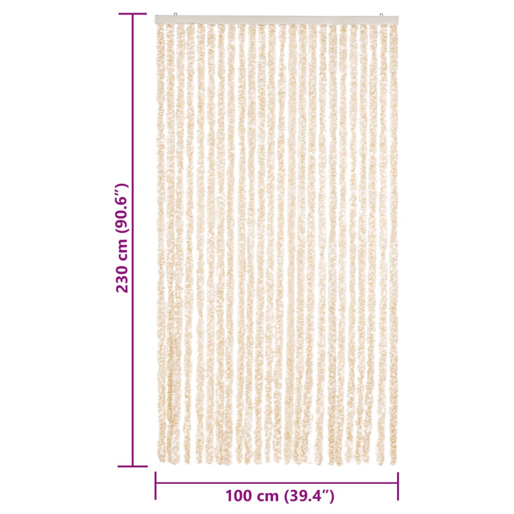 Hyönteisverho beige ja valkoinen 100x230 cm chenille