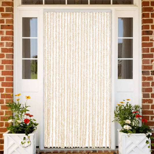 Hyönteisverho beige ja valkoinen 100x230 cm chenille