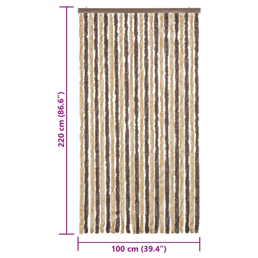 Hyönteisverho tummanruskea ja beige 100x220 cm chenille