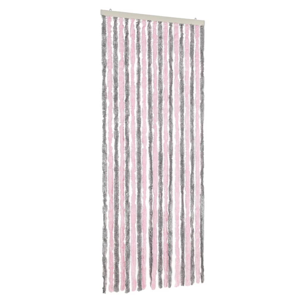 Hyönteisverho hopeanharmaa ja pinkki 56x185 cm chenille