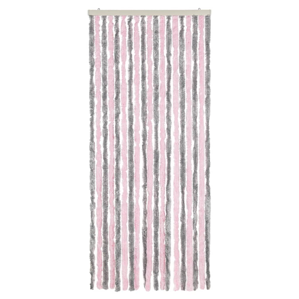 Hyönteisverho hopeanharmaa ja pinkki 56x185 cm chenille