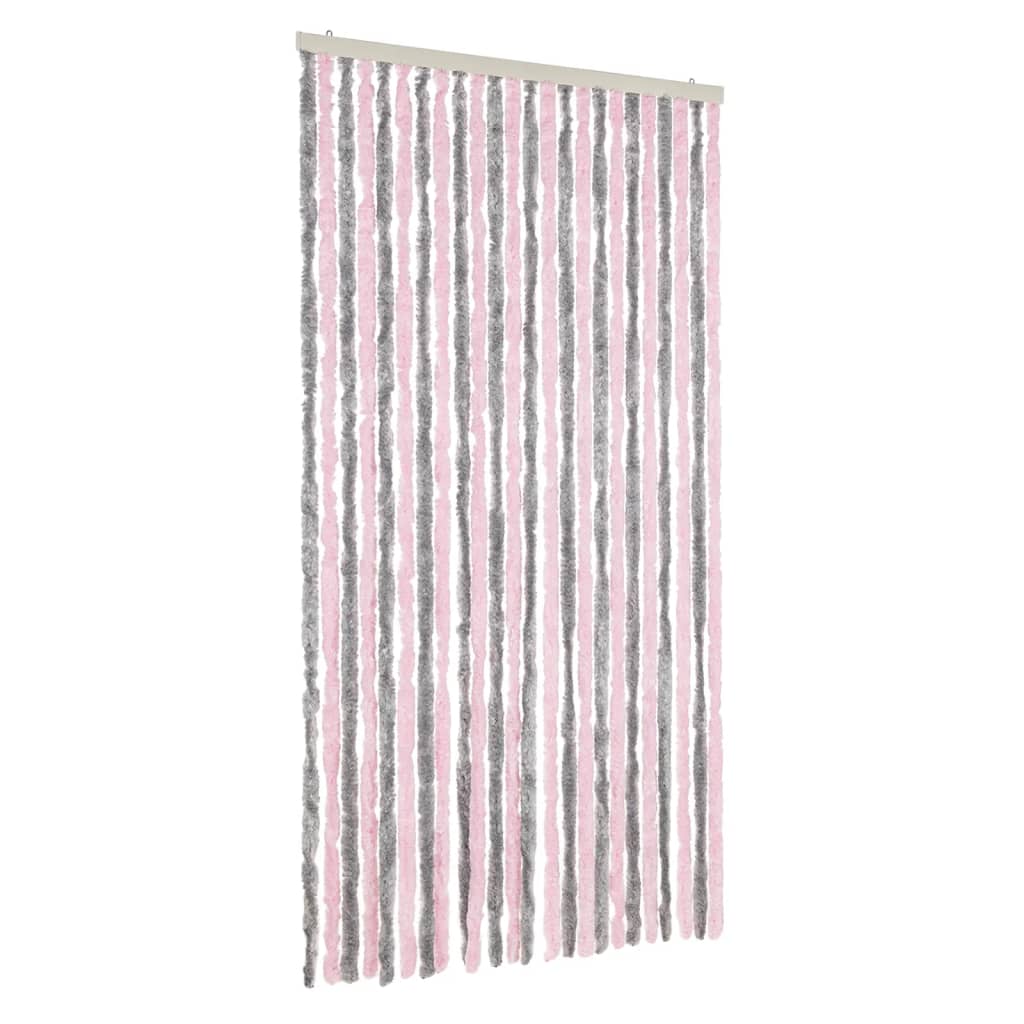 Hyönteisverho hopeanharmaa ja pinkki 100x230 cm chenille