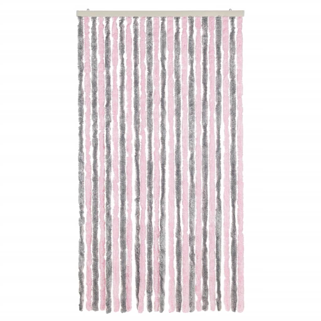 Hyönteisverho hopeanharmaa ja pinkki 100x230 cm chenille