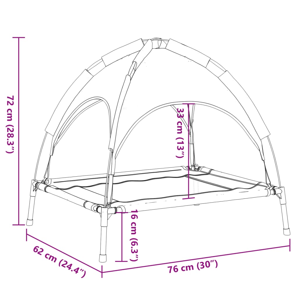 Dog bed with canopy anthracite Oxford fabric and steel