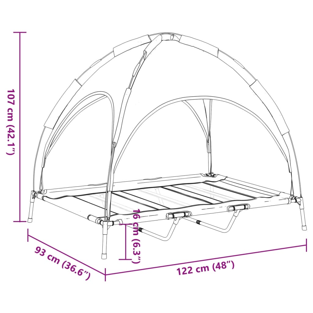 Dog bed with canopy anthracite Oxford fabric and steel