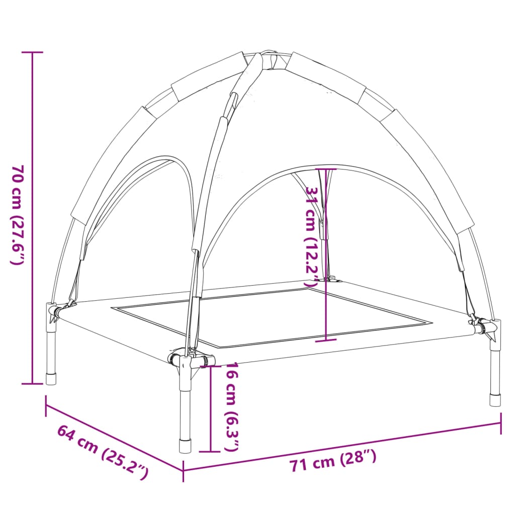 Dog bed with canopy anthracite Oxford fabric and steel