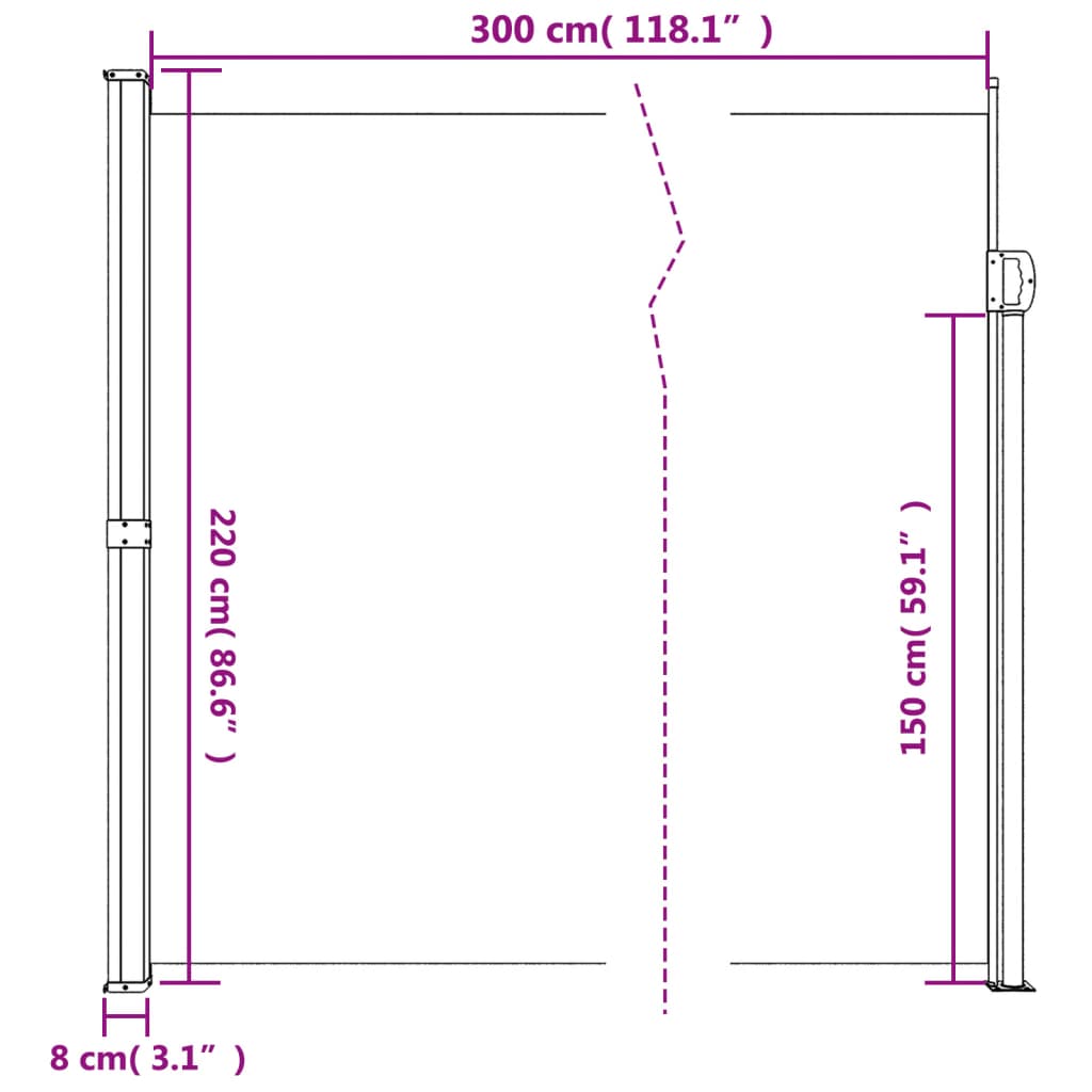 Retractable side awning red 220x300 cm