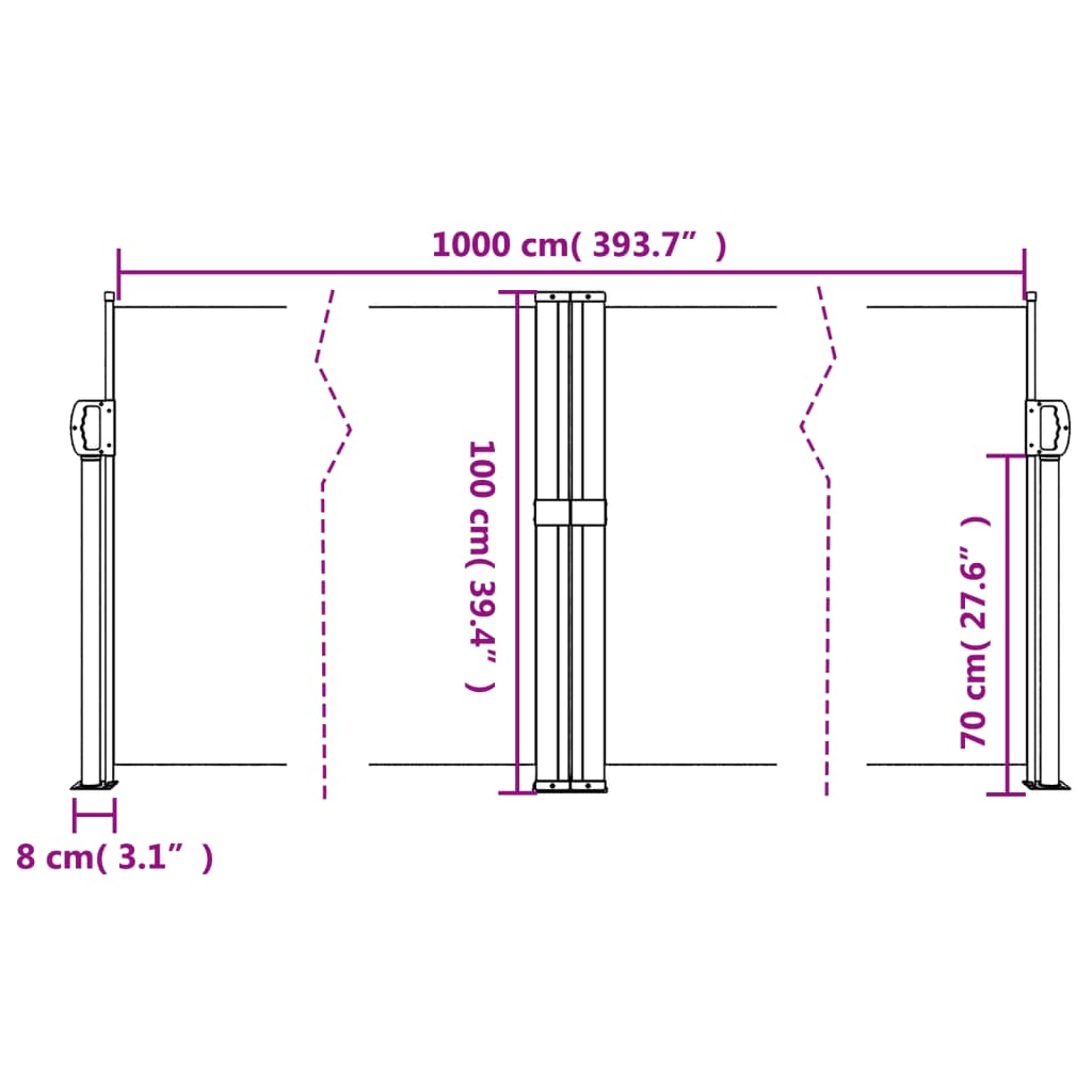 Retractable side awning dark green 100x1000 cm