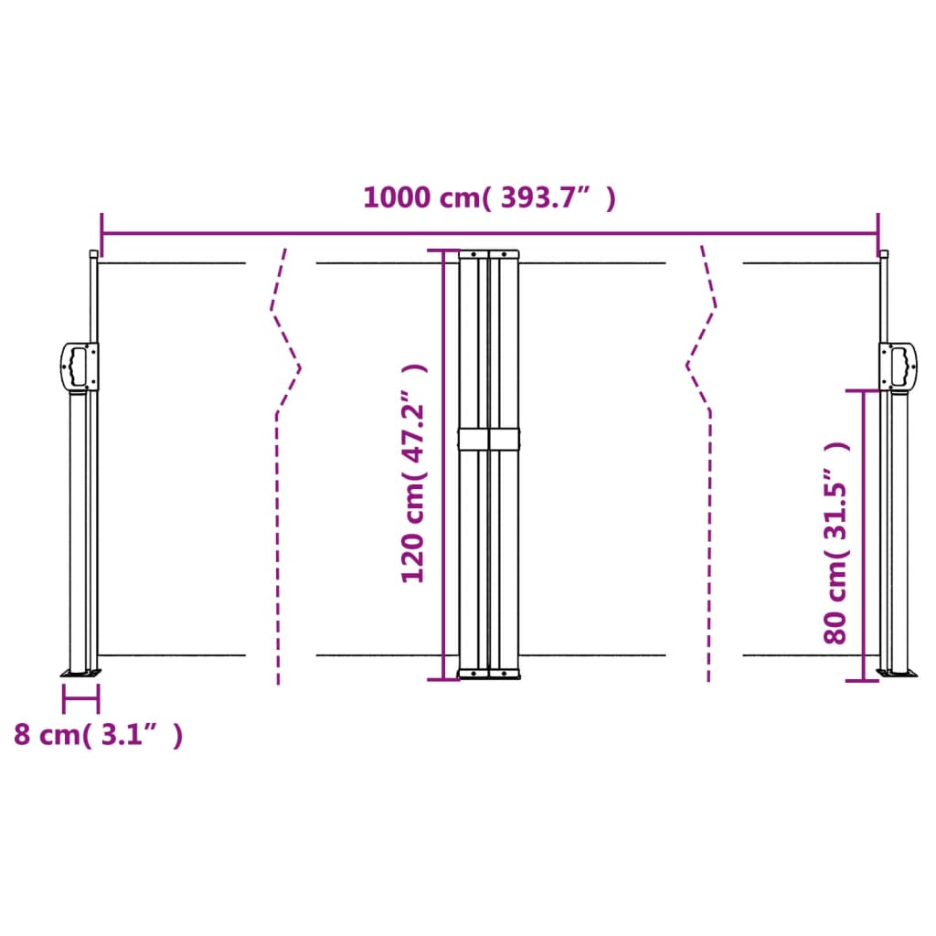 Retractable side awning dark green 120x1000 cm