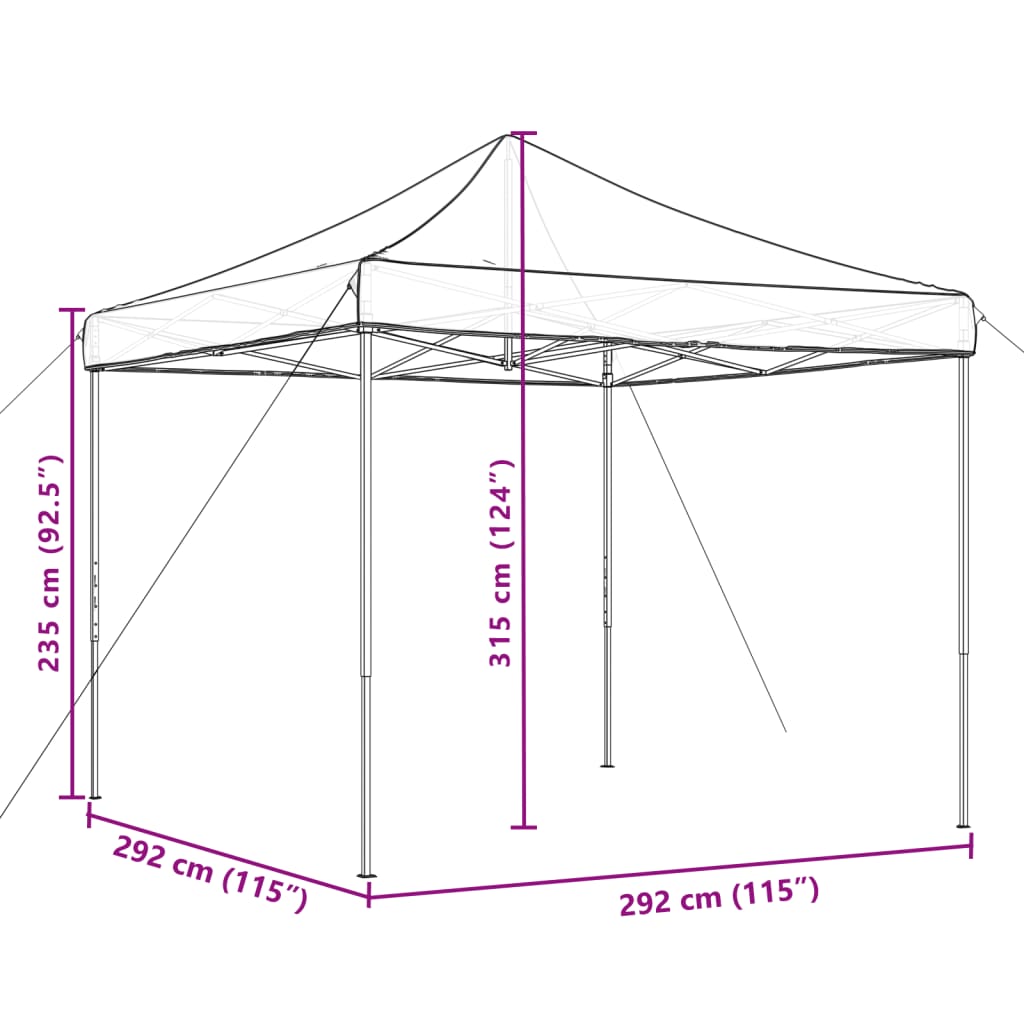 Taitettava pop-up juhlateltta beige 292x292x315 cm