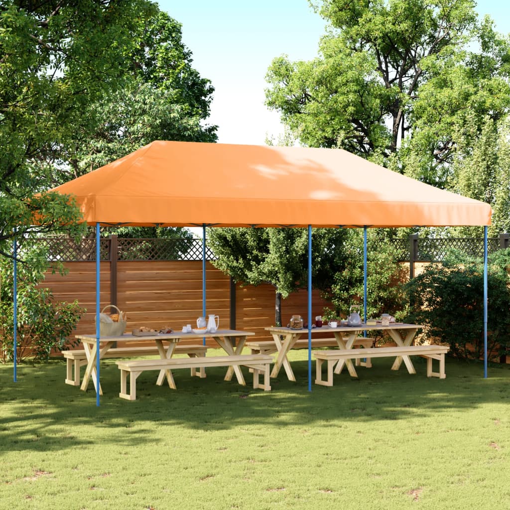 Taitettava pop-up juhlateltta oranssi 580x292x315 cm