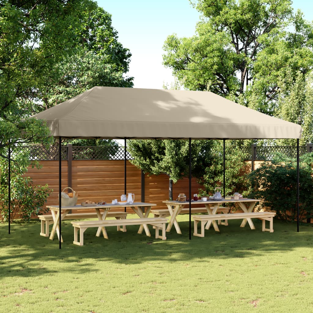 Taitettava pop-up juhlateltta taupe 580x292x315 cm