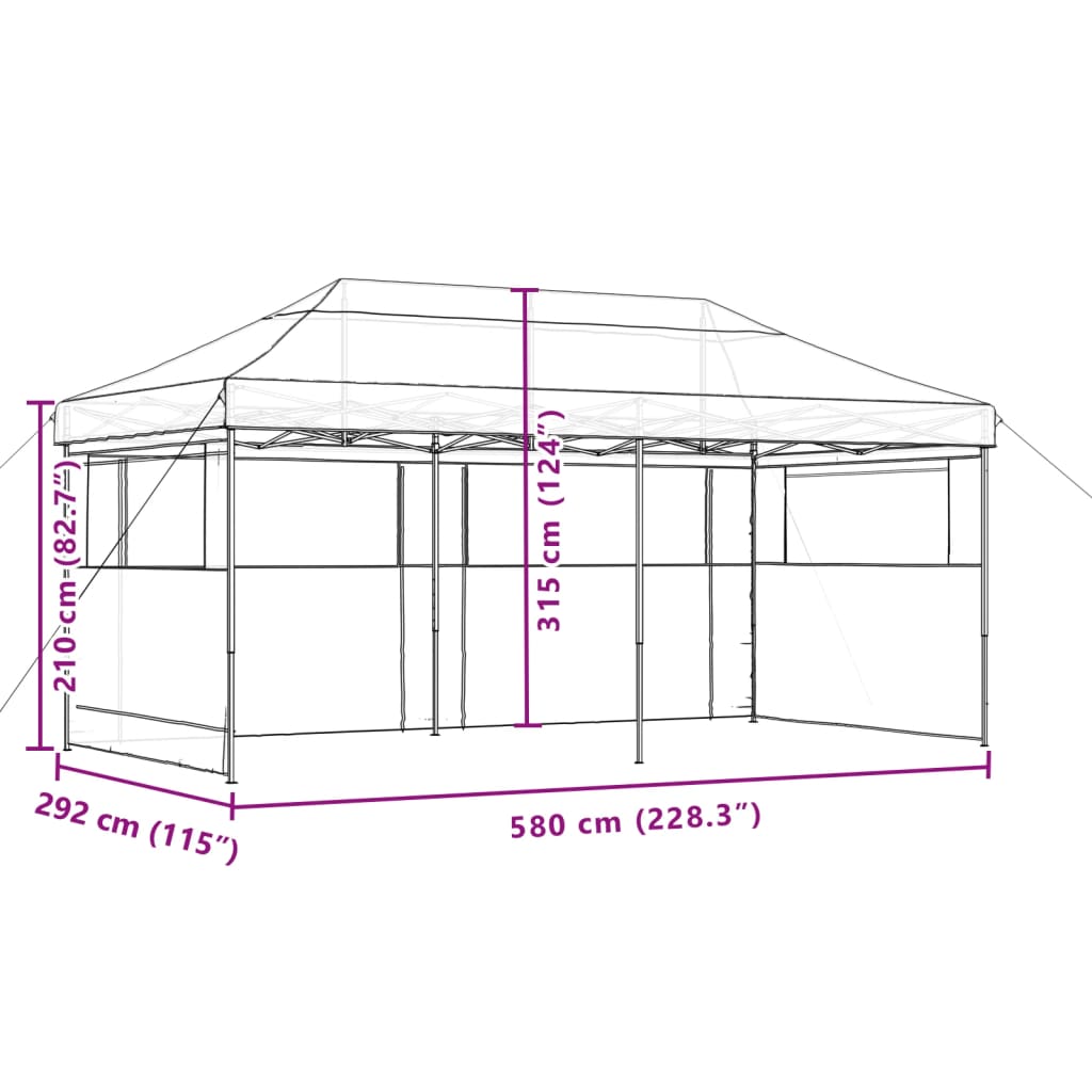 Taitettava pop-up juhlateltta 3 sivuseinällä vihreä